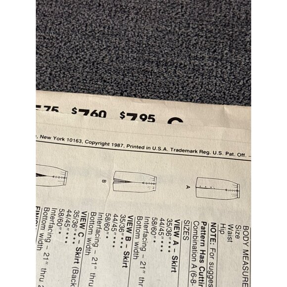 McCalls 3297 Womens Skirt Sewing Pattern Size 8 10 12 1987 Vintage Uncut - Picture 4 of 5